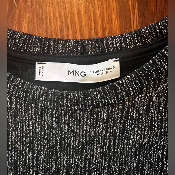 MANGO Lurex Metallic Black and Silver Knotted Dress - Picture 6 of 7